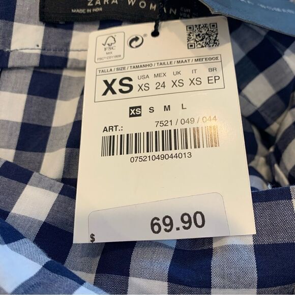 Zara Woman Gingham Wrap Skirt Embroidered Bird NWT Size XS - Picture 10 of 15